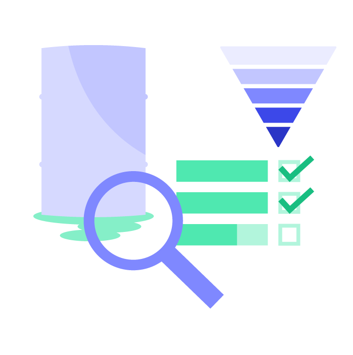 Graphic showing a simplified magnifying glass and barrel