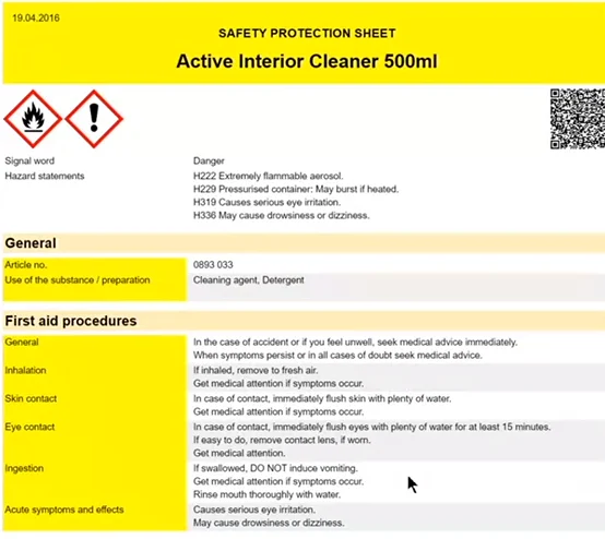 Chemical spillages could result in a hazardous event